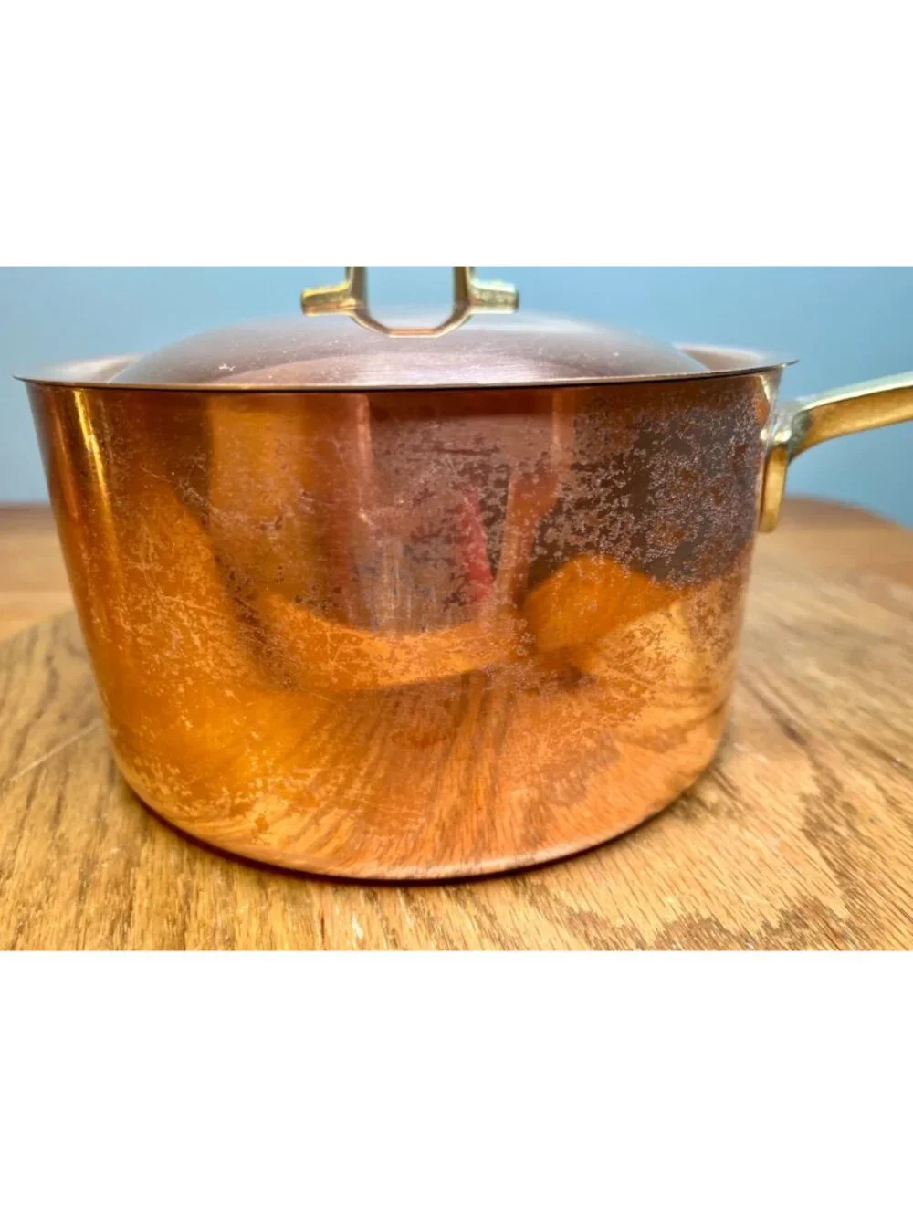 Vintage  Paul Revere Ware  2 quart  Copper Saucepan With Lid Bicentennial Brass